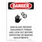 Signmission Safety Sign, OSHA Danger, 18" Height, Aluminum, Saw Blade Present, Portrait OS-DS-A-1218-V-2447 - alternate 1